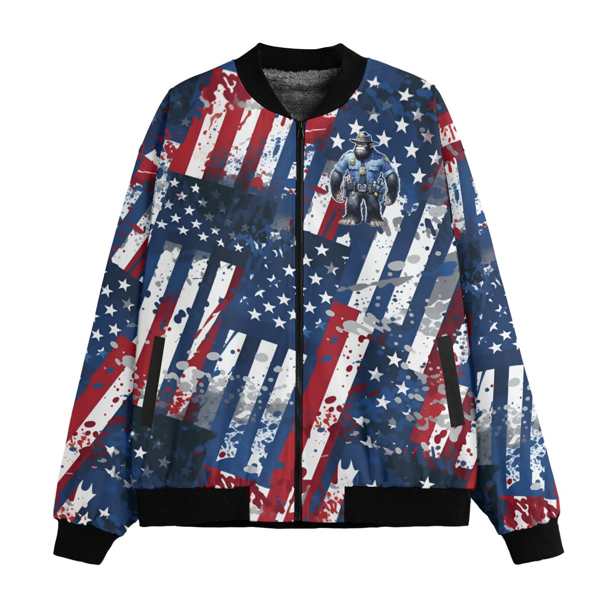 Bigfoot / Sasquatch Police Officer, Fleece Bomber Jacket