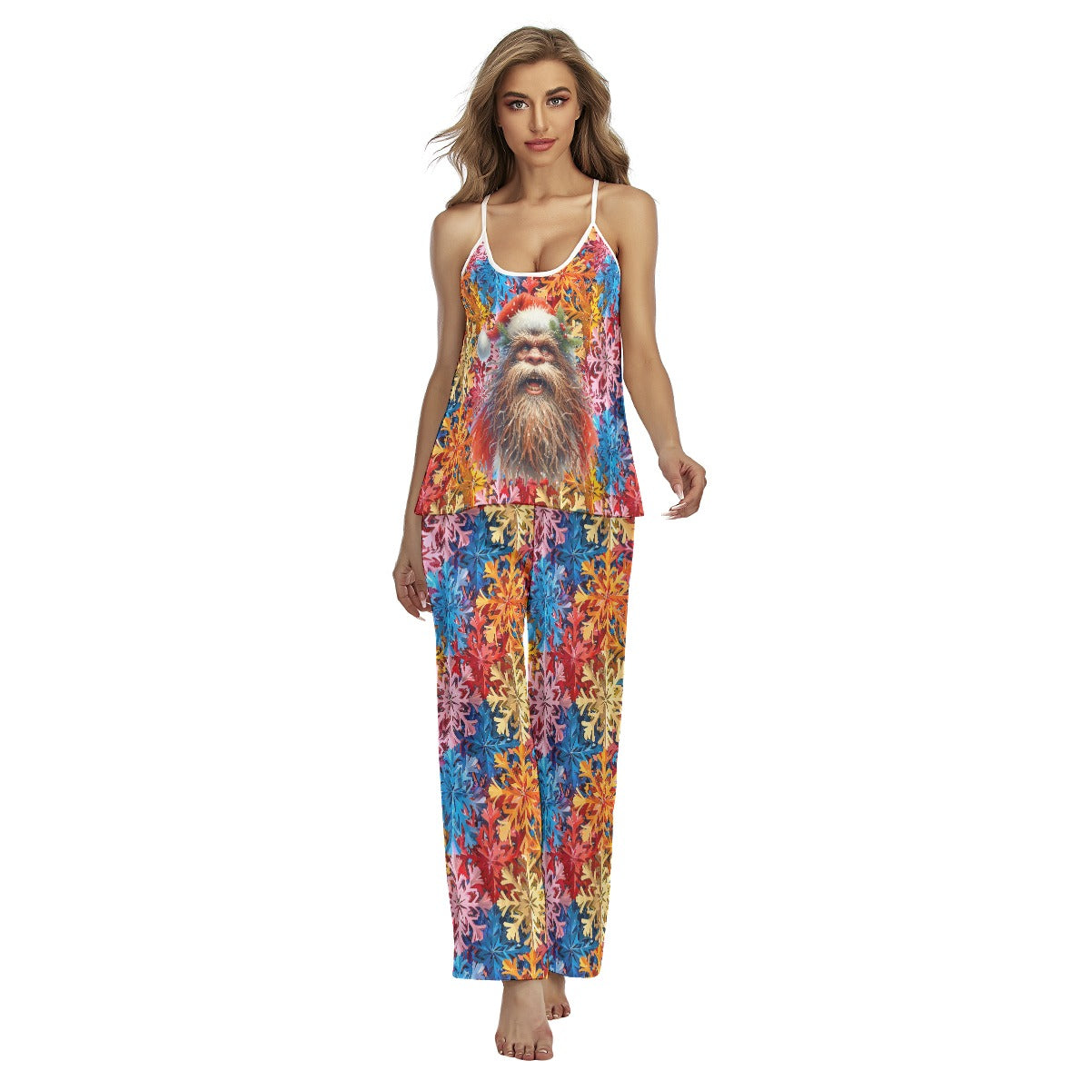 Rainbow Snowflake Bigfoot, Sasquatch, Women’s Cami Pajamas Set