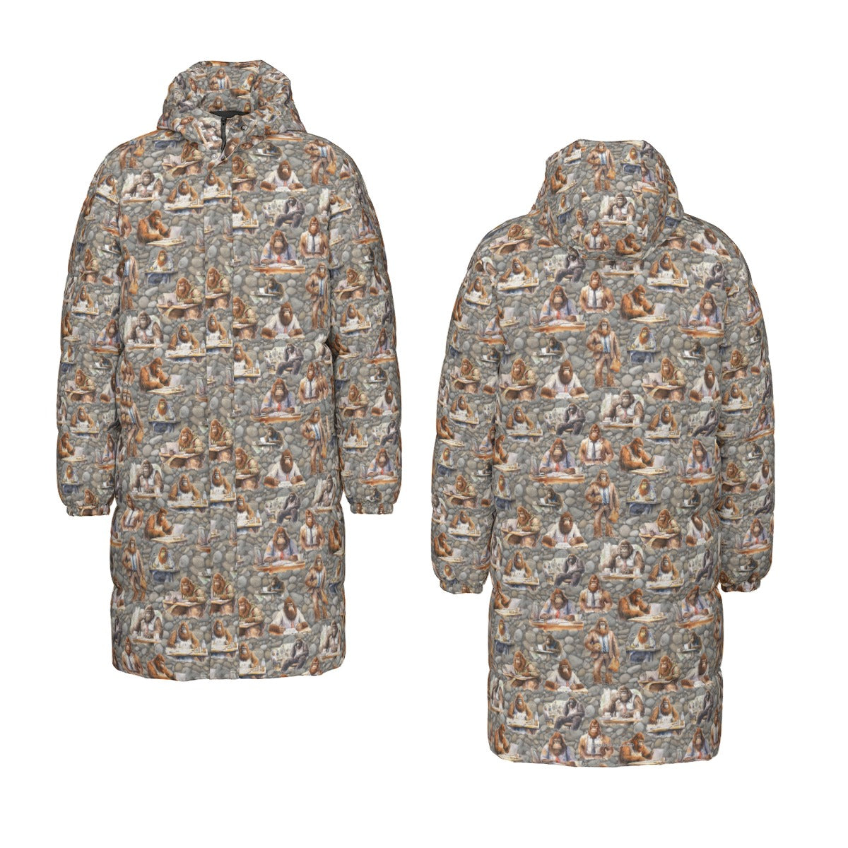10 Bigfoot / Sasquatch Designs, Long Down Jacket / Coat