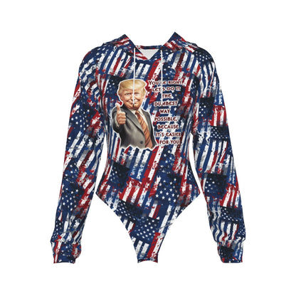 Donald Trump, "You're right...", Women's Raglan Sleeve Hooded Bodysuit