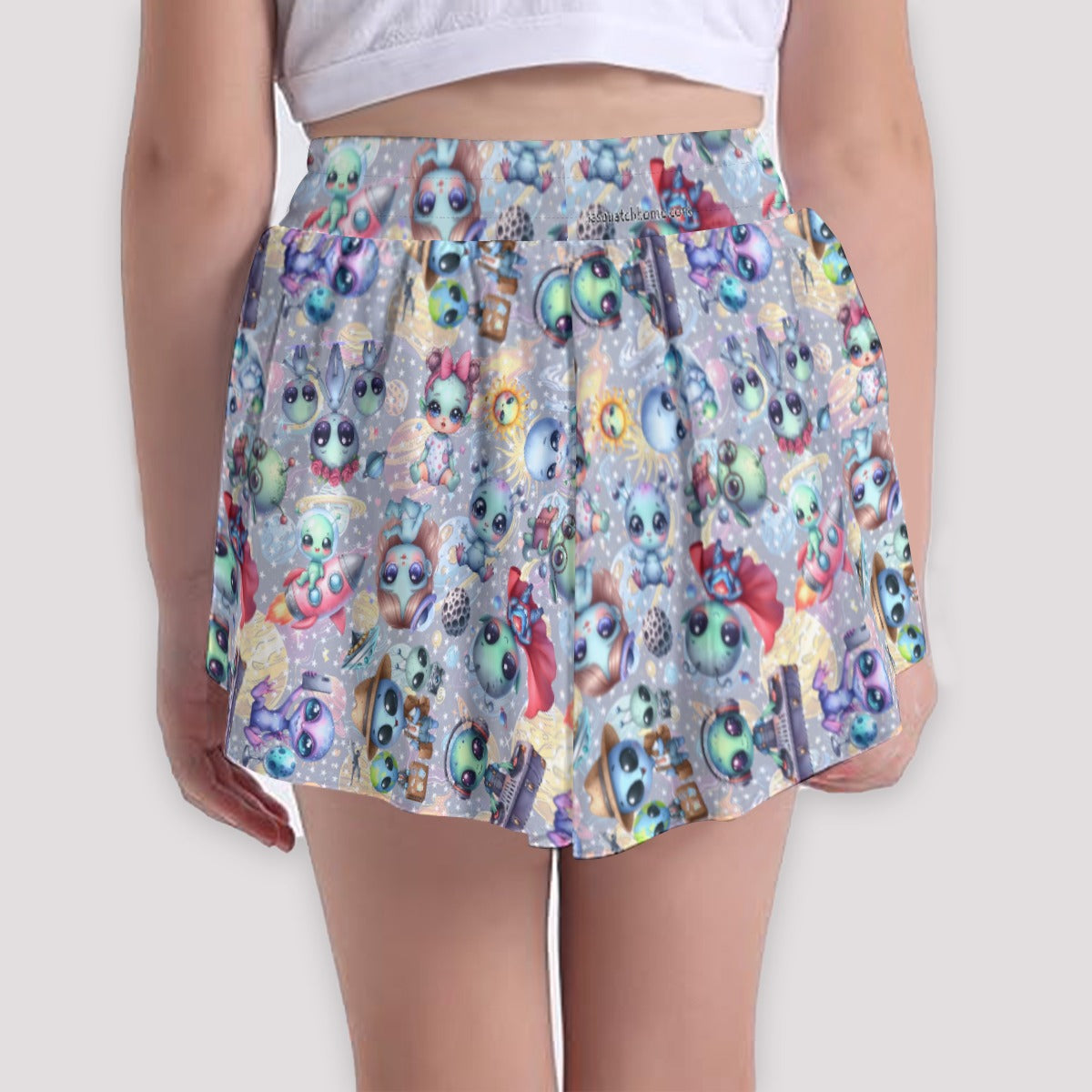 6 Alien Designs, Girls Sports Culottes, Butterfly Shorts w/ Pocket