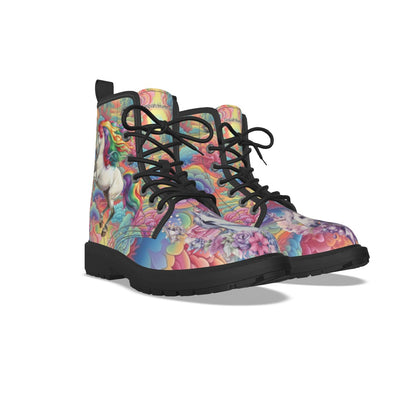 Rainbow & Unicorn, Women's Martin Short Boots With Black Bottom