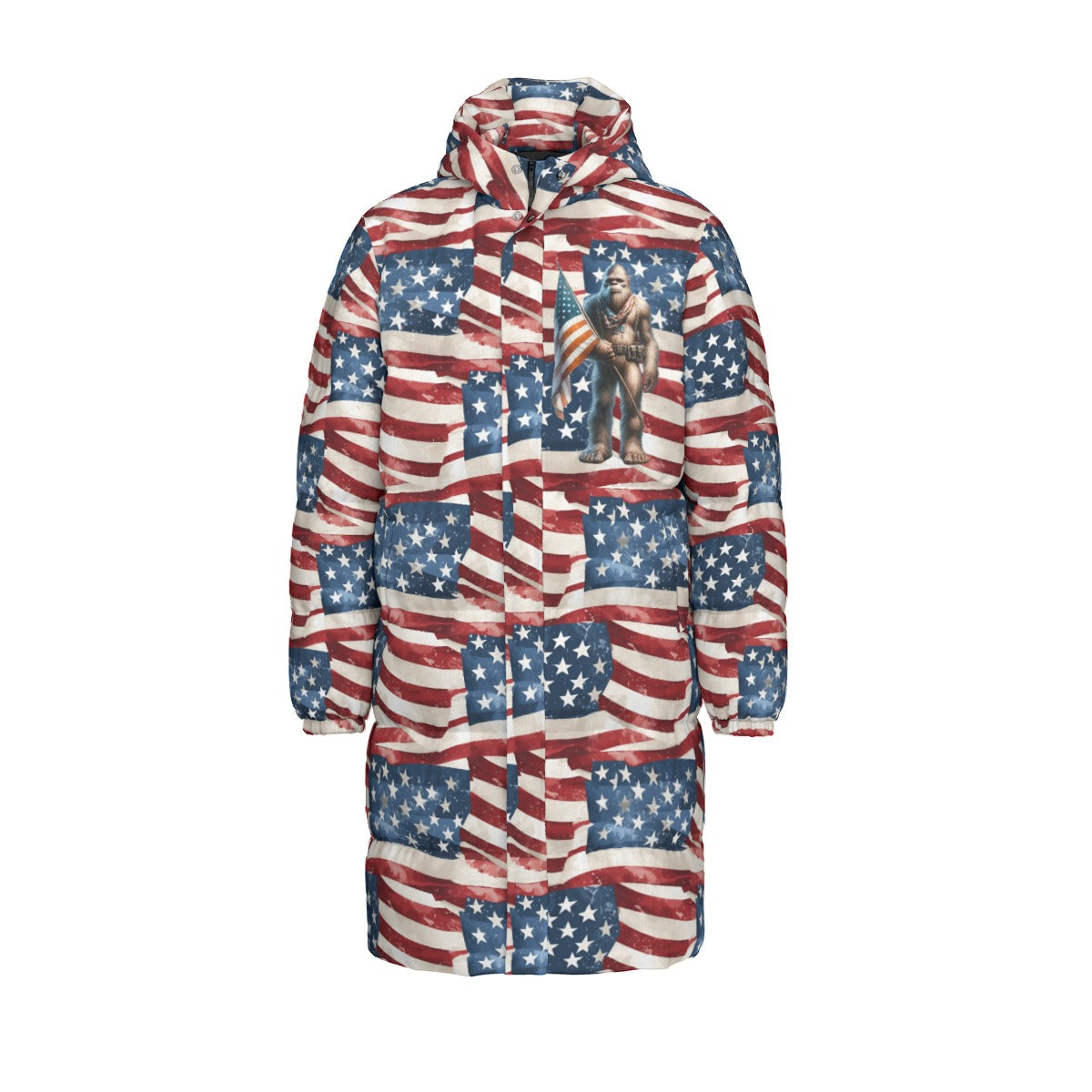 Bigfoot / Sasquatch Patriot, Long Down Jacket / Coat