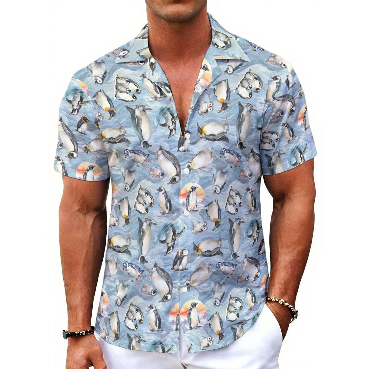 10 Animal Designs, Men's Button Up Hawaiian Shirt