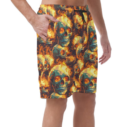 Flaming Skulls, Men’s Lightweight Casual Shorts