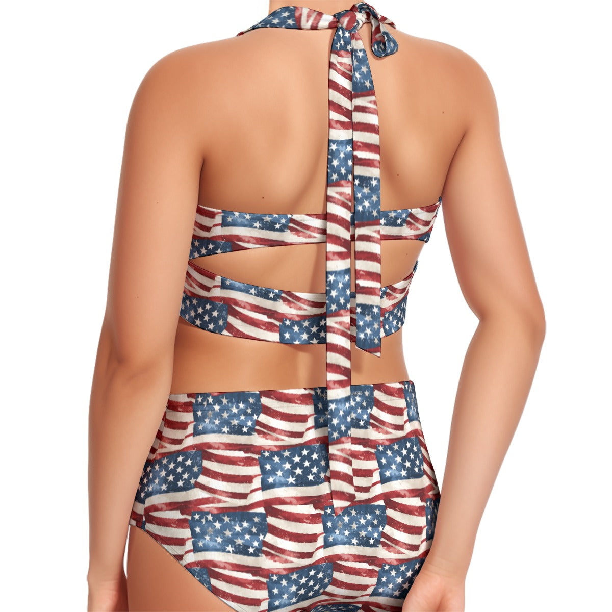 American Flag, Patriot, Women’s Bikini Halter Swimsuit, Two Piece Set