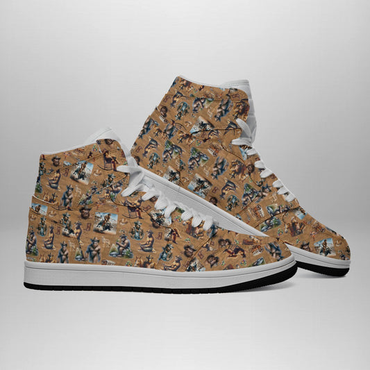 Bigfoot Western Design, Men's high top, lace-up, leather shoes