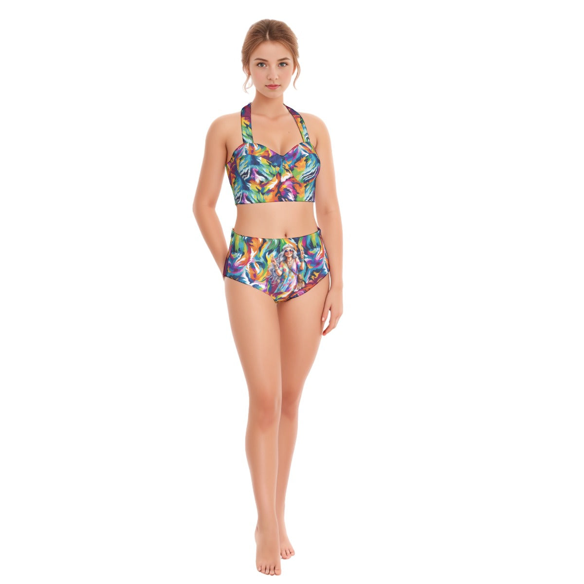Old Hippie Lady, Women’s Bikini Halter Swimsuit, Two Piece Set