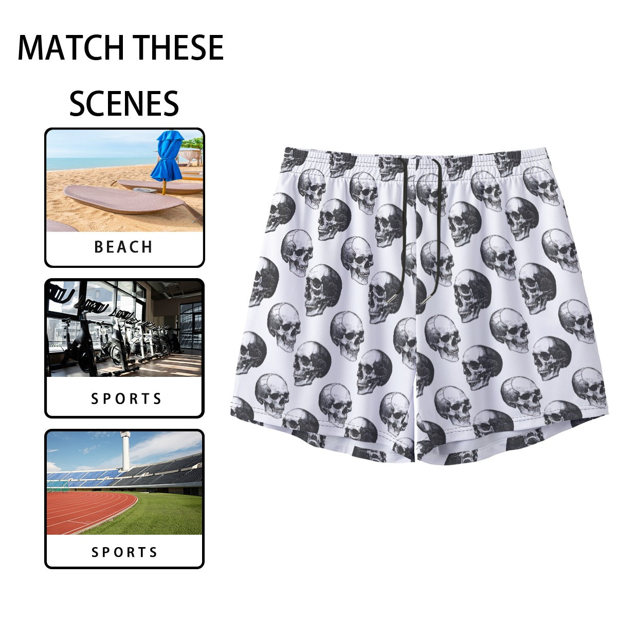 Skulls, Men’s Sports, Pocketed Shorts