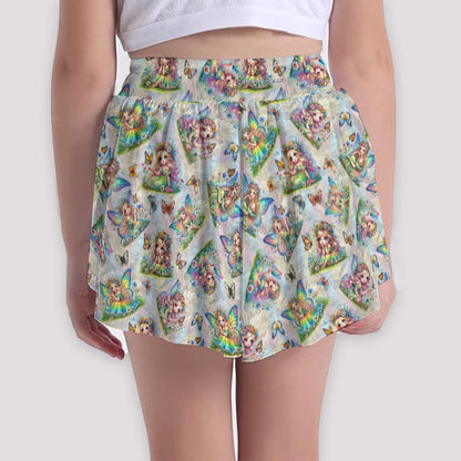 6 Fairy Designs, Girls Sports Culottes, Butterfly Shorts w/ Pocket