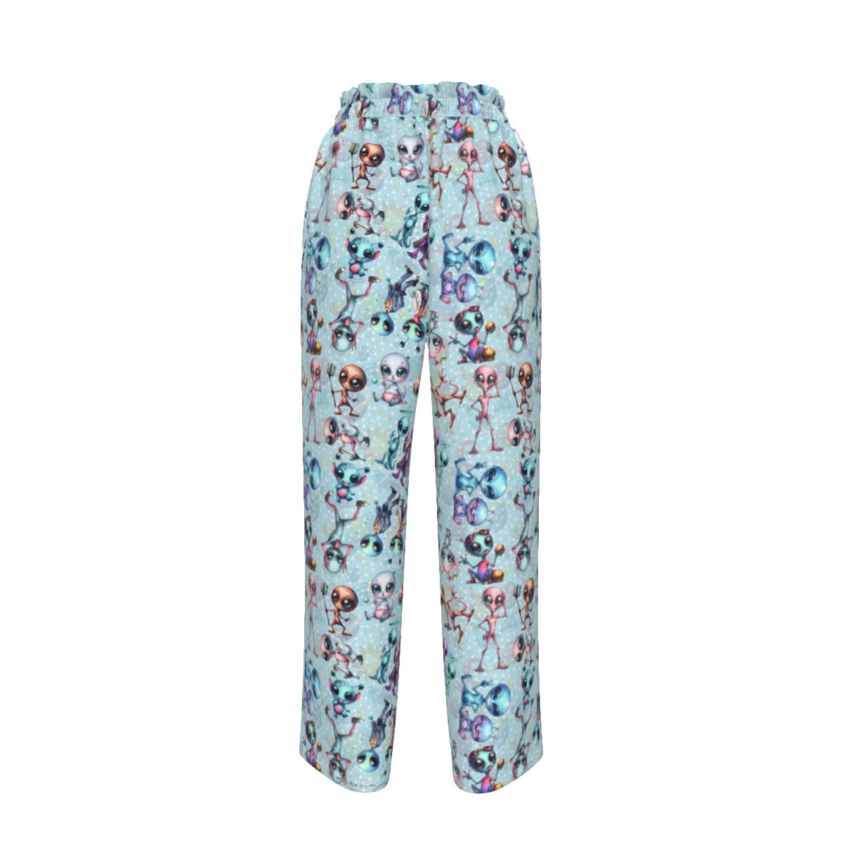 6 Alien Designs, Women’s Faux Silk Wide-Leg Pants