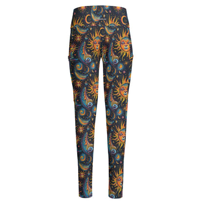 Suns & Moons, Women’s High Waist Leggings w/ Pocket