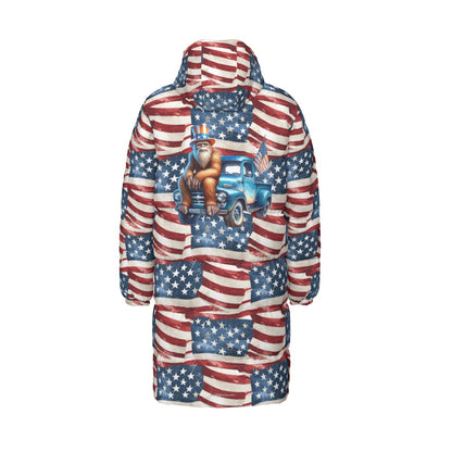 Bigfoot / Sasquatch Patriot, Long Down Jacket / Coat