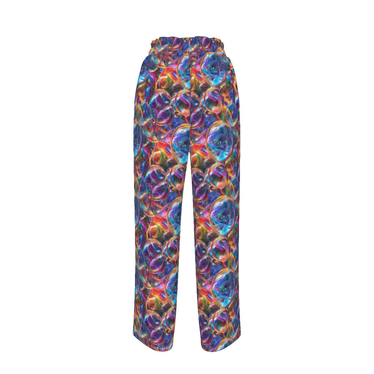 Psychedelic Bubbles, Women’s Faux Silk Wide-Leg Pants