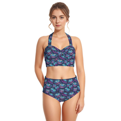 Cheshire Cat Designs, Women’s Bikini Halter Swimsuit, Two Piece Set