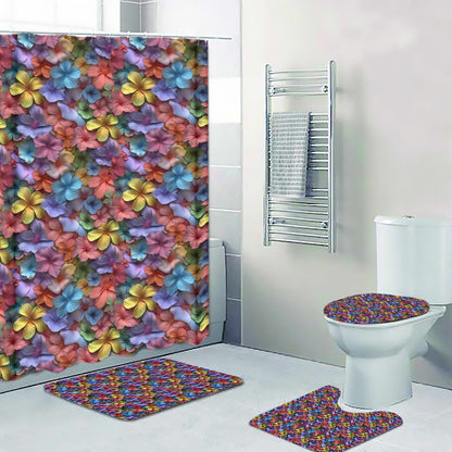 10 Beautiful Flower Designs, 4 Piece Bathroom Set - 4 Sizes