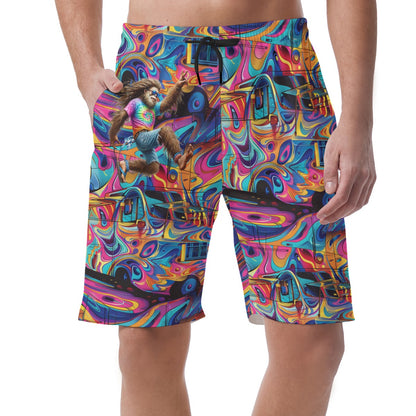 Hippie Bigfoot / Sasquatch on Psychedelic, Men’s Lightweight Casual Shorts