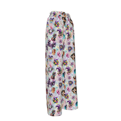 10 Bigfoot / Sasquatch Designs, Women’s Faux Silk Wide-Leg Pants