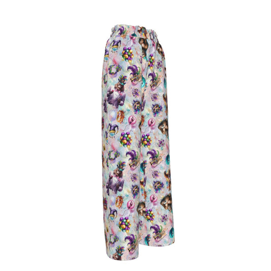 10 Bigfoot / Sasquatch Designs, Women’s Faux Silk Wide-Leg Pants