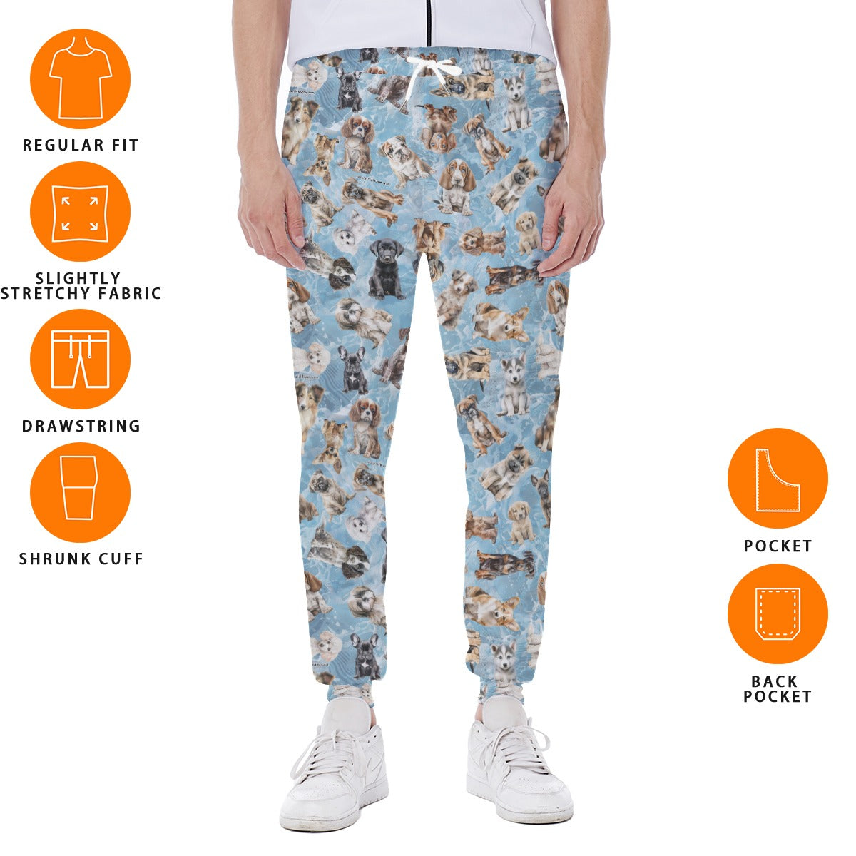 10 Animal Designs, Men’s Sweatpants w/ Back Pocket