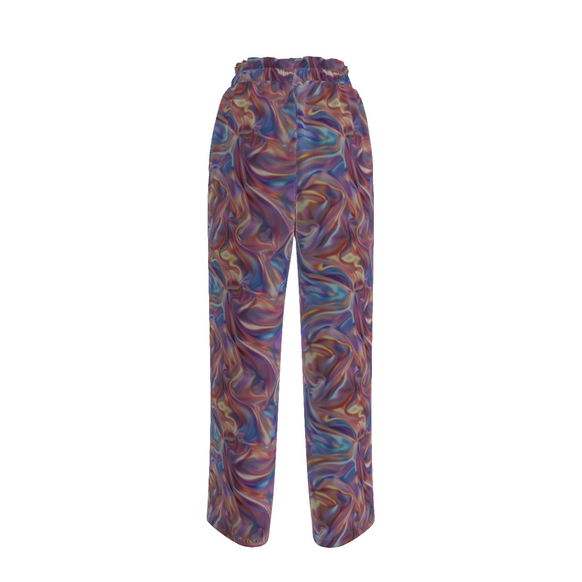 Rainbow Psychedelic, Women’s Faux Silk Wide-Leg Pants