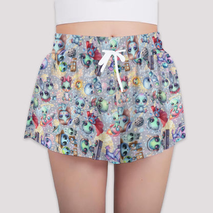 6 Alien Designs, Girls Sports Culottes, Butterfly Shorts w/ Pocket