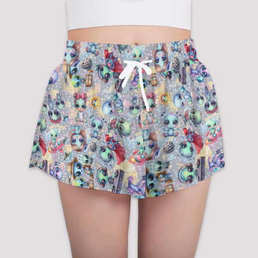 6 Alien Designs, Girls Sports Culottes, Butterfly Shorts w/ Pocket
