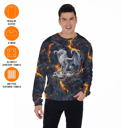 Dragon on Lava, Men’s Polyester Thickened Sweater