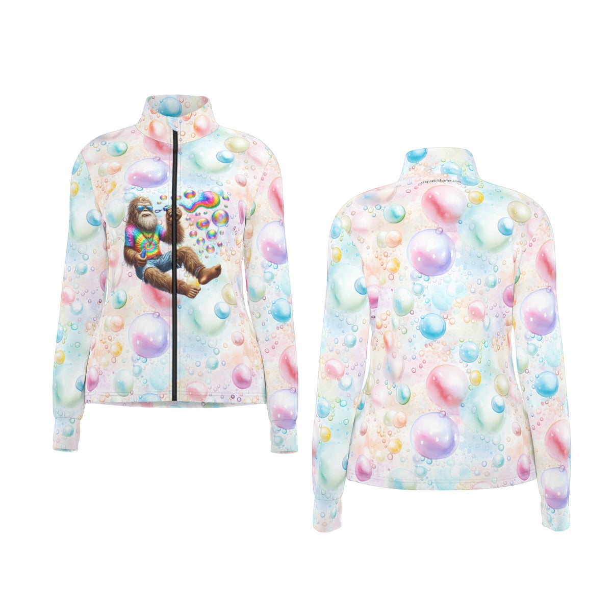 Bigfoot / Sasquatch Blowing Bubbles, Women’s Long Sleeve Thumbhole Jacket