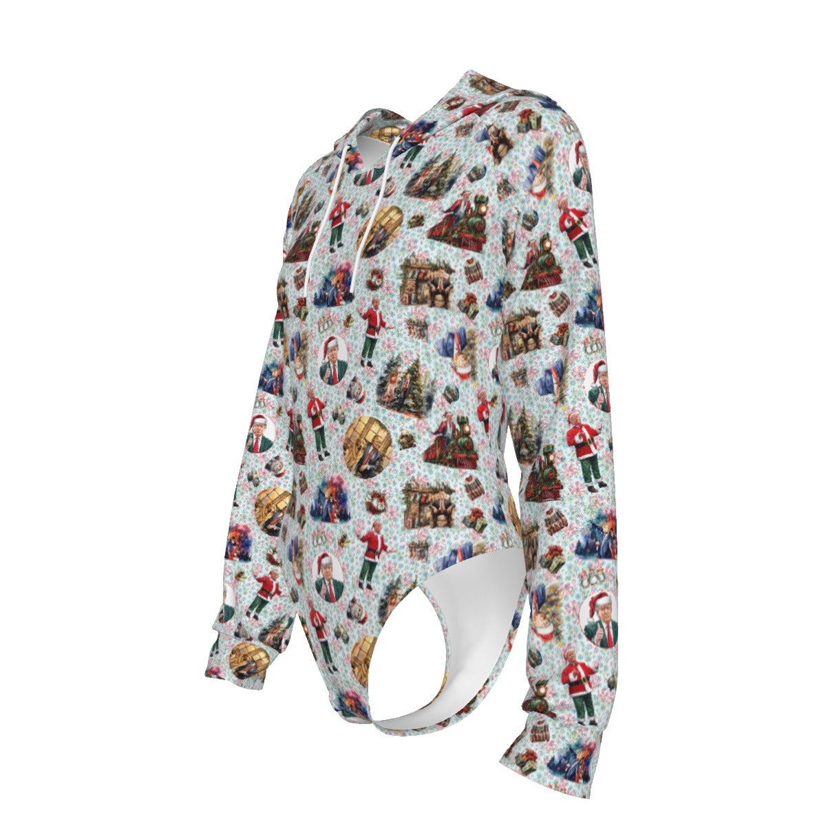 10 Donald Trump Designs, Women's Raglan Sleeve Hooded Bodysuit