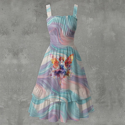 Fairy on Swirl, Women’s Ruffle Hem Dress