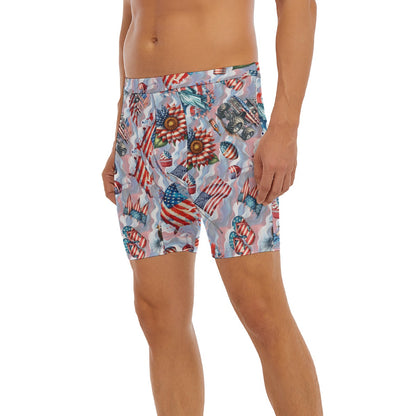 8 Patriotic Designs, Men’s Long Boxer Briefs