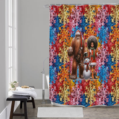 Bigfoot / Sasquatch Snowman 1, Polyester Shower Curtain in 4 sizes