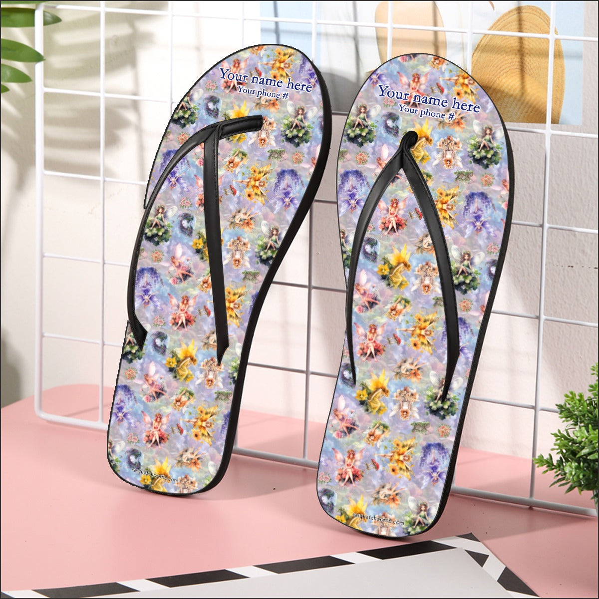 6 Fairy Designs, Women’s Flip Flops – Personalize with Your Name