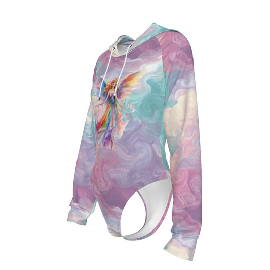 Rainbow Fairy, Women's Raglan Sleeve Hooded Bodysuit