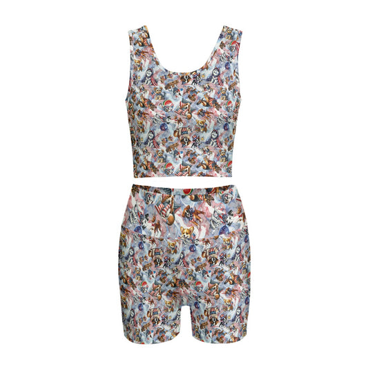 8 Patriotic Designs, Women’s 2 Piece Yoga Short Set