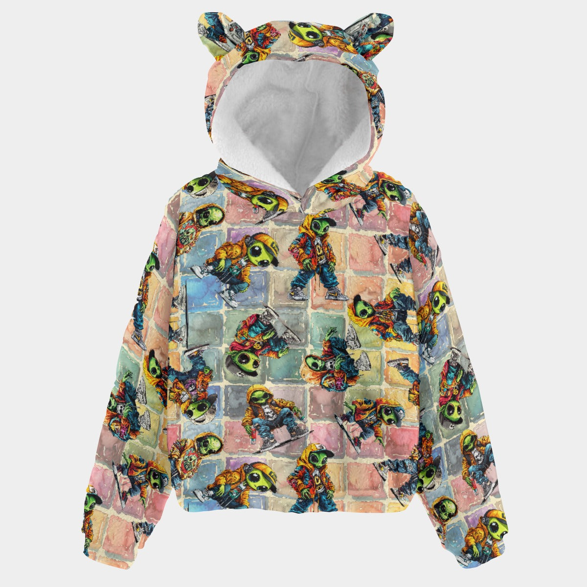 6 Aliens Designs, Kid’s Borg Fleece Sweatshirt With Ears