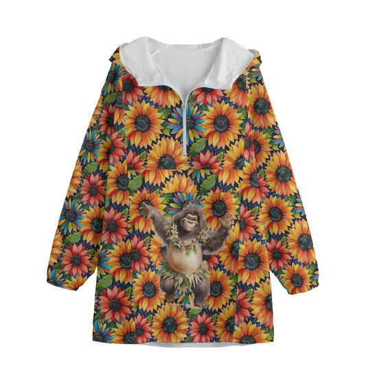 Dancing Bigfoot / Sasquatch, Hawaiian, Adult Windbreaker Long Jacket