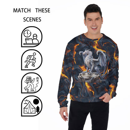 Dragon on Lava, Men’s Polyester Thickened Sweater