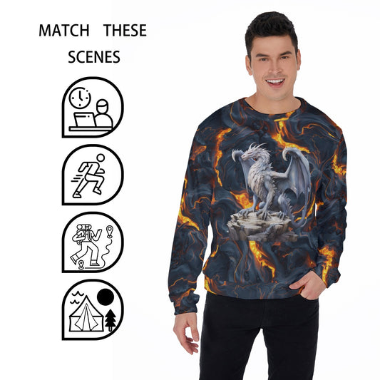 Dragon on Lava, Men’s Polyester Thickened Sweater