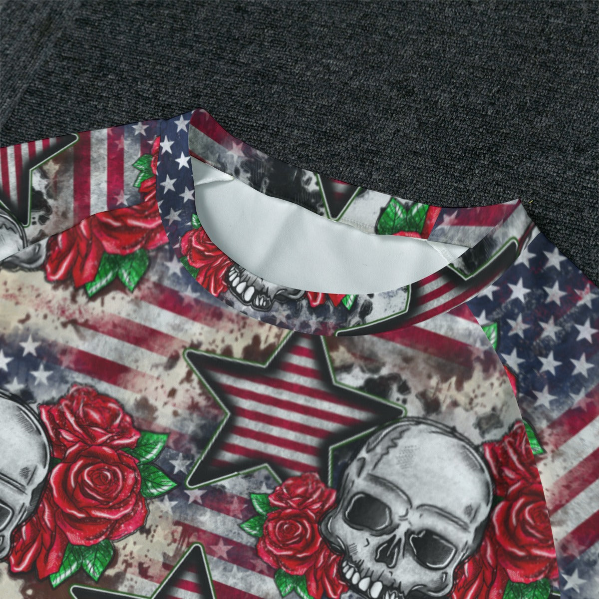 Patriot Skulls, Men’s Raglan Sleeve Pajamas with Wide Ankles
