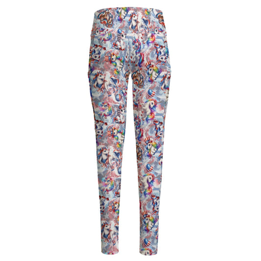 8 Patriot Designs, Women’s High Waist Leggings w/ Pocket