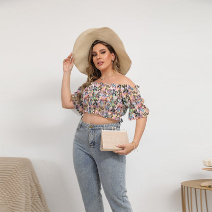 Bigfoot / Sasquatch Designs Women's Off-shoulder Cropped Top With Short Puff Sleeve
