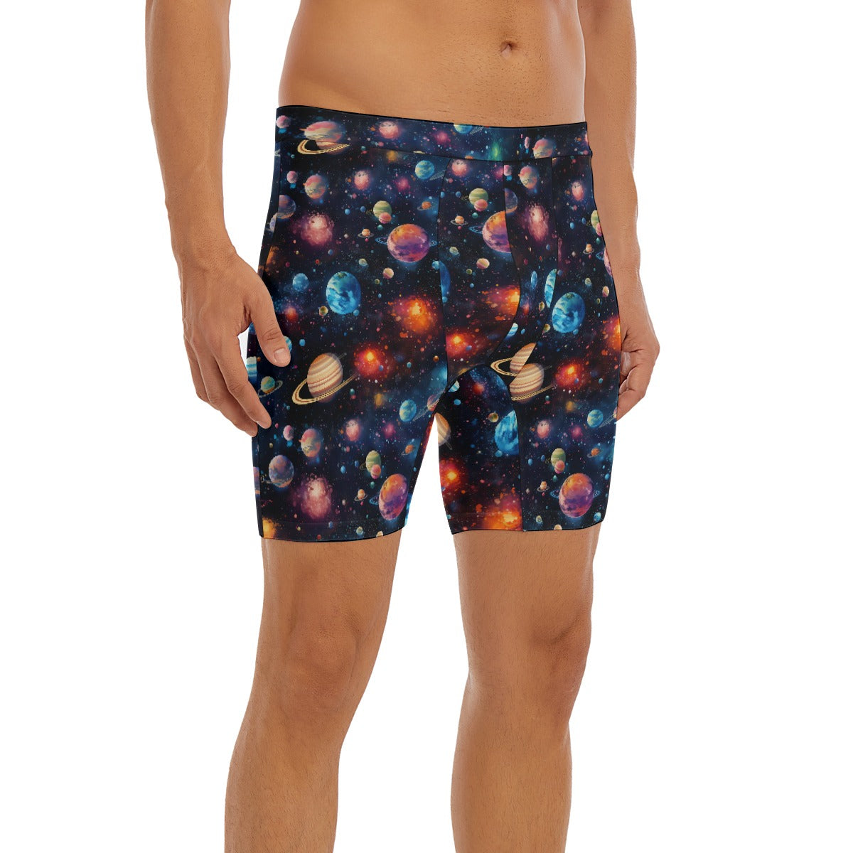 12 Galaxy, Outer Space Men’s Long Boxer Briefs