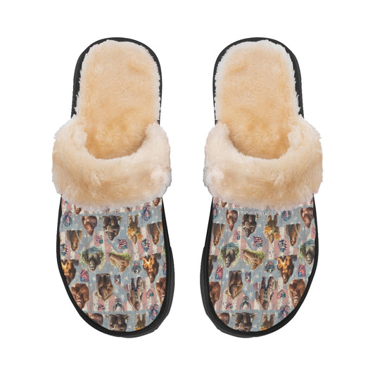 10 Bigfoot / Sasquatch Designs, Men’s Plush, Fuzzy Slippers