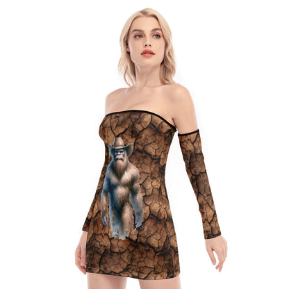Cowboy Bigfoot, Sasquatch, Women's Off-shoulder Back Lace-up Dress