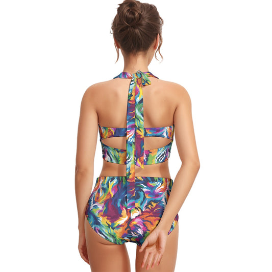 Old Hippie Lady, Women’s Bikini Halter Swimsuit, Two Piece Set