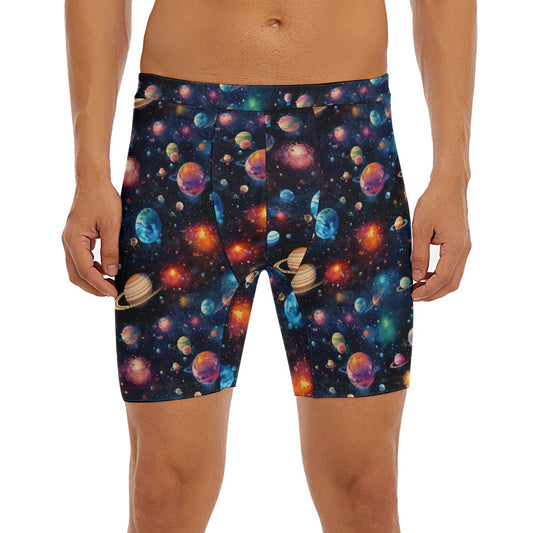 12 Galaxy, Outer Space Men’s Long Boxer Briefs