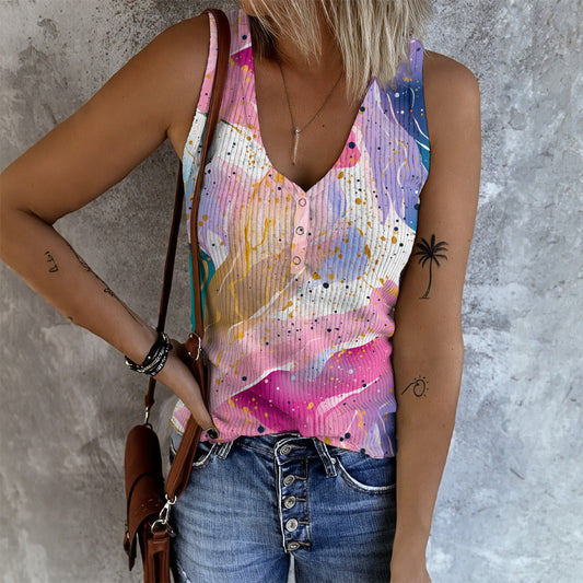 Pastel Design, Womens Button Vest