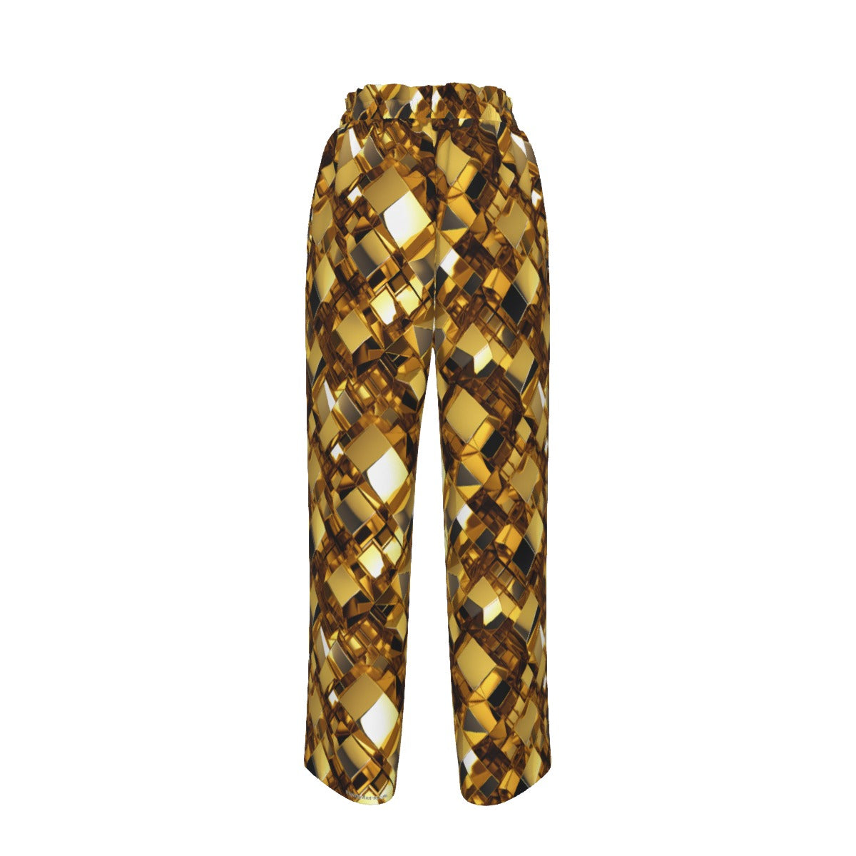 Gold Women’s Faux Silk Wide-Leg Pants